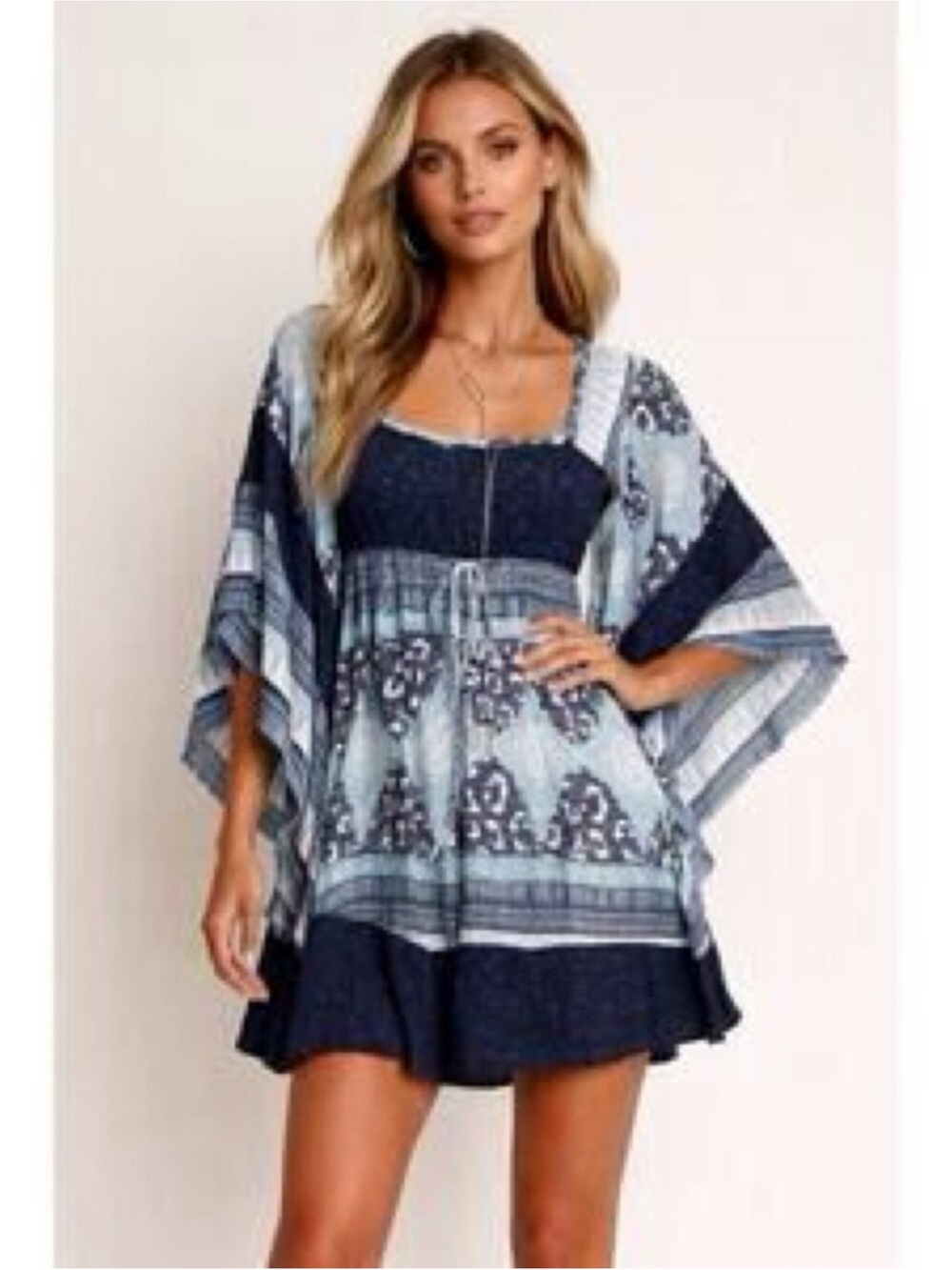 Free People Heart of Gold Bell Sleeve Mini Dress Sz XS
